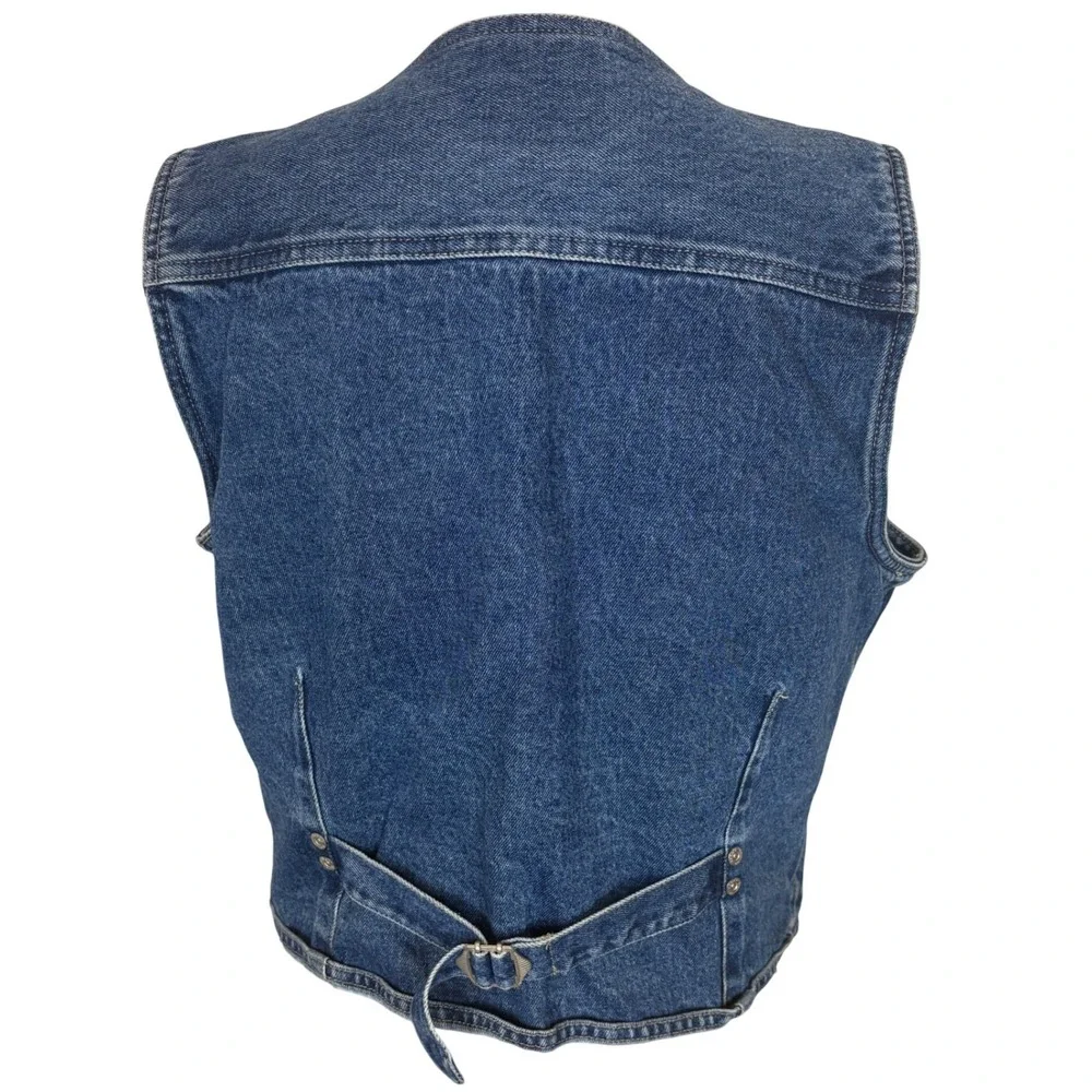 St Johns Bay Womens Denim‎ Button Front Vest Western Rodeo Americana Size Medium